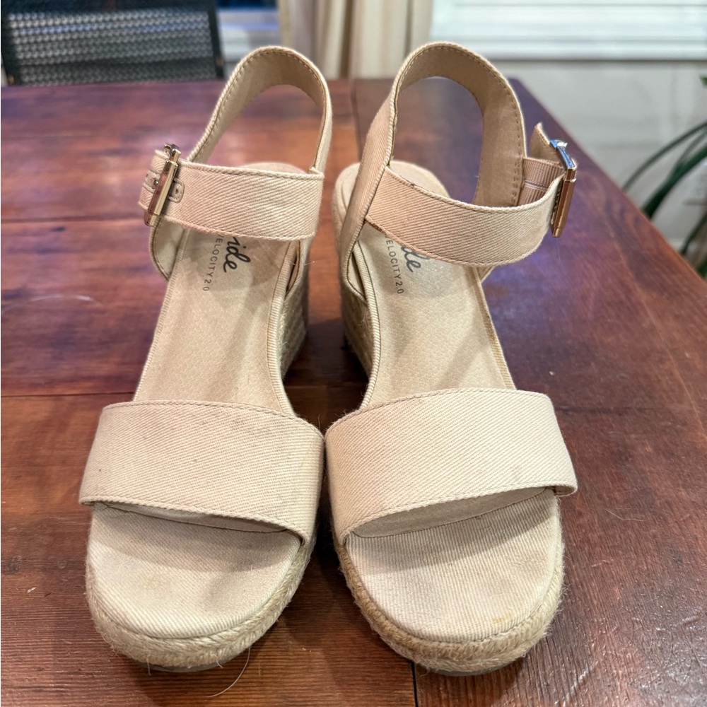 Beige Espadrille Wedge Sandals